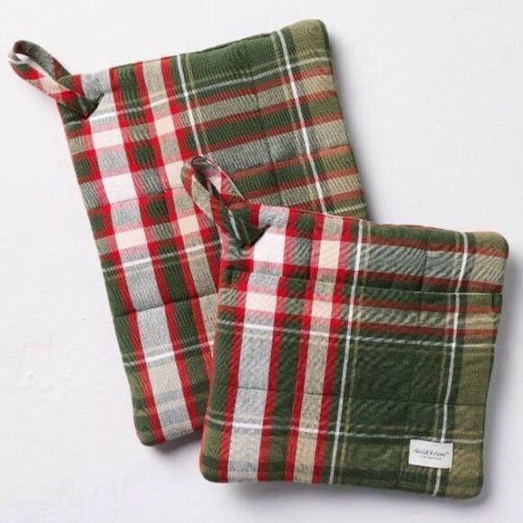 Hearth & Hand with Magnolia Christmas Plaid Potholder Set - Picture 1 of 5